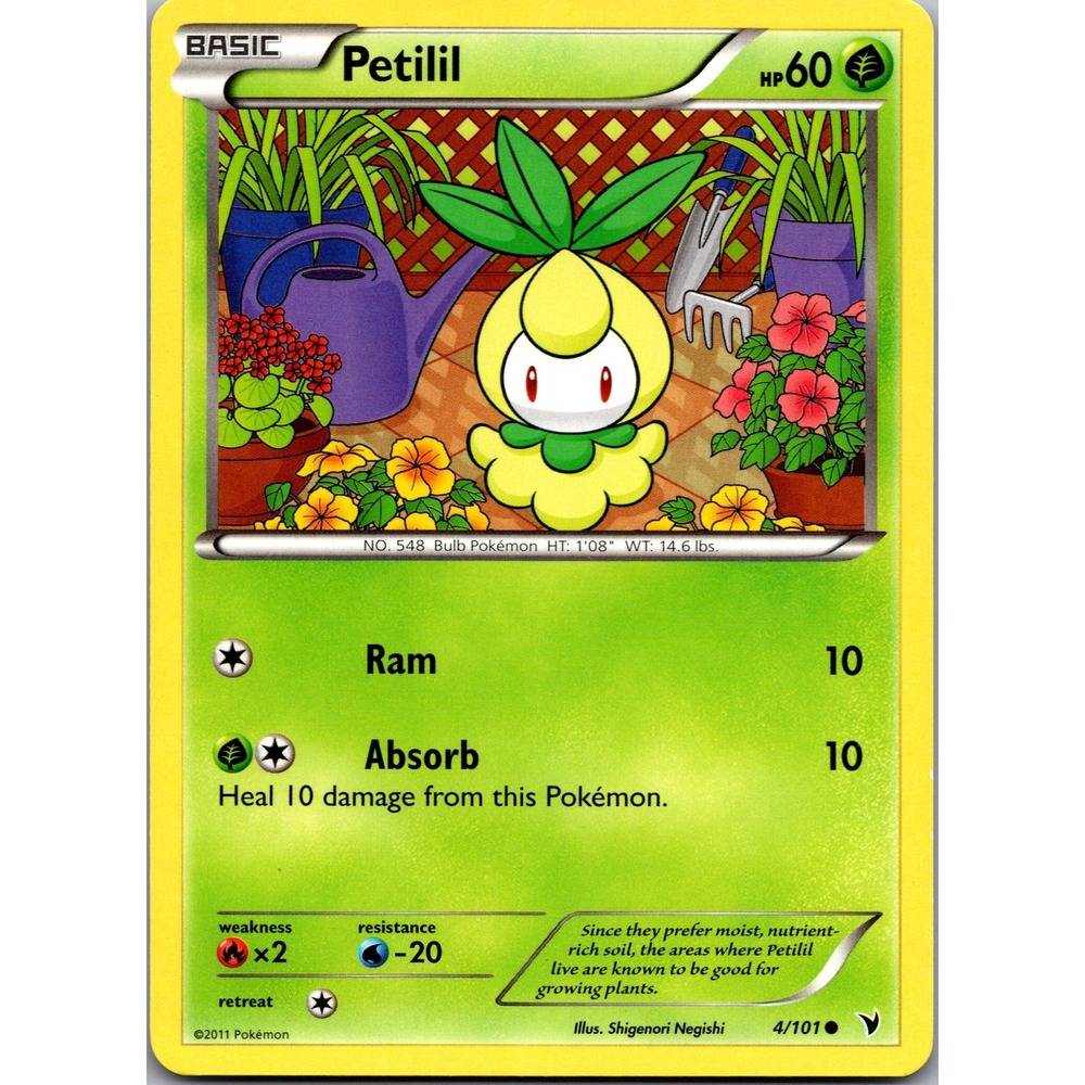 Pokemon Petilil Common Noble Victories 4/101 Grass Type Basic Card LP